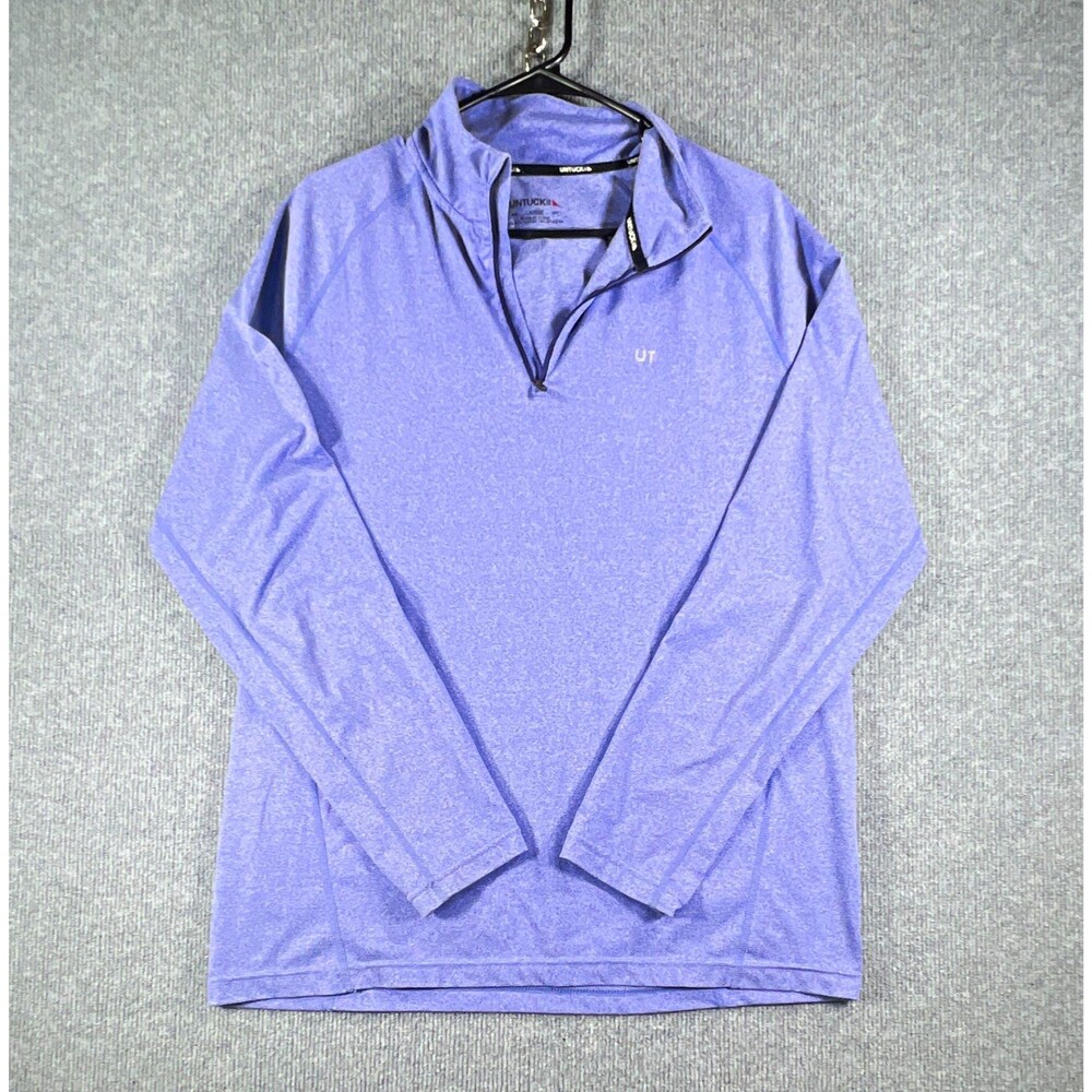 UNTUCKit unisex Purple 1/4 Zip Mock Neck Stretch Active Pullover Top L